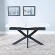Bari 6-8 Seater White Ceramic Extending Dining Table with Black Star Base - 140cm-180cm